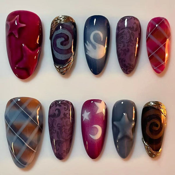 12 Sizes-24 Pcs Press On Nails W2042