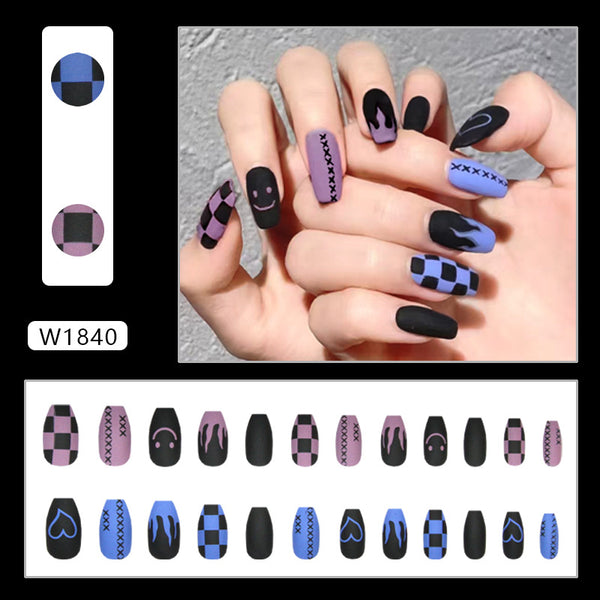 12 Sizes-24 Pcs Press On Nails W1840