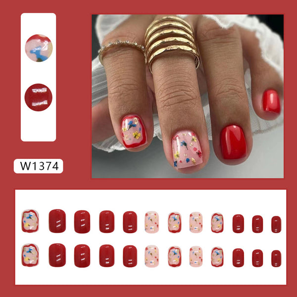 12 Sizes-24 Pcs Press On Nails W1374
