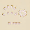 12 Sizes-24 Pcs Press On Nails goldfrenchminimalist-long
