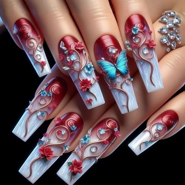 12 Sizes-24 Pcs Press On Nails Y1516