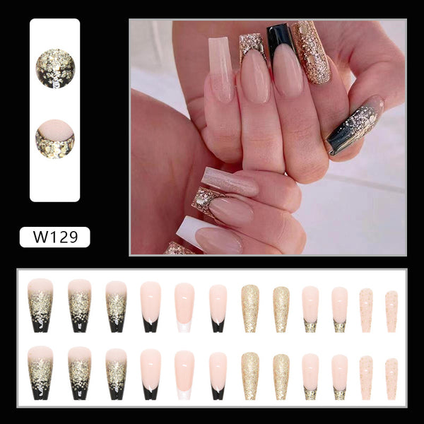 12 Sizes-24 Pcs Press On Nails W129
