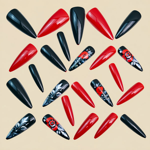 12 Sizes-24 Pcs Press On Nails Y1497