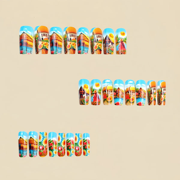 12 Sizes-24 Pcs Press On Nails Y1033