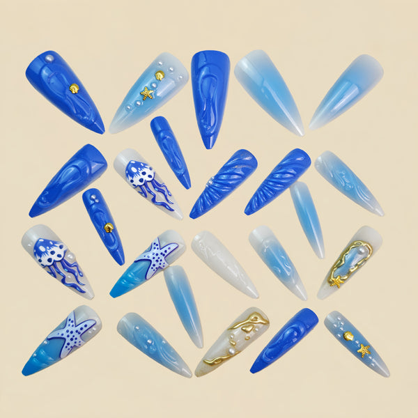 12 Sizes-24 Pcs Press On Nails Y1447