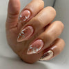 Almond French Medium Pink Press on Nails