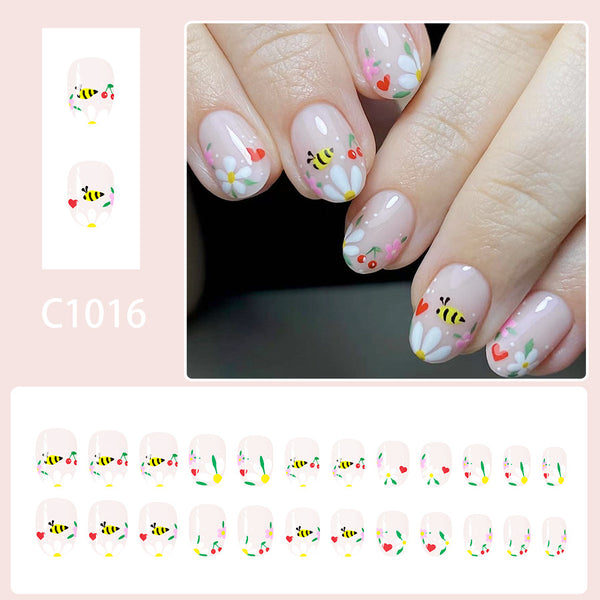 12 Sizes-24 Pcs Press On Nails C1016