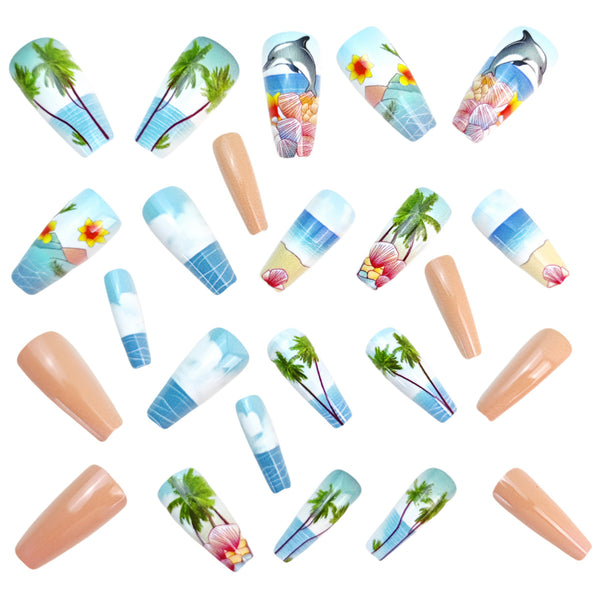 12 Sizes-24 Pcs Press On Nails Y1035