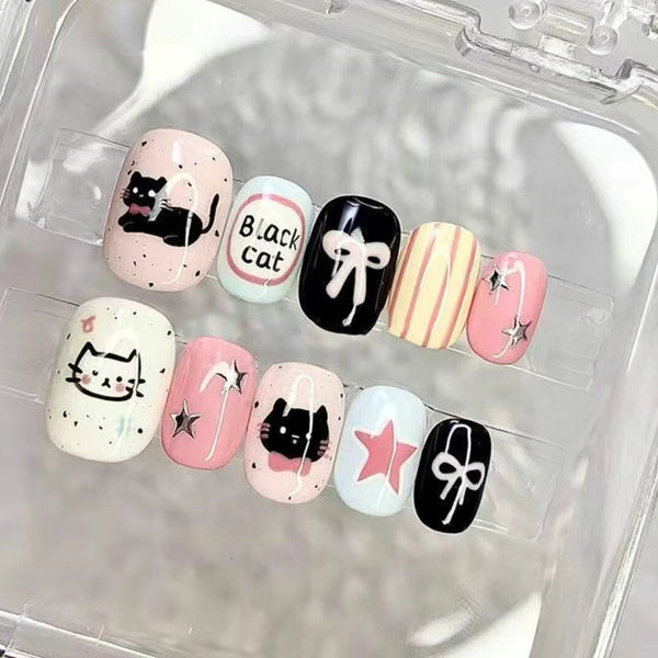 12 Sizes-24 Pcs Press On Nails K034