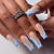 Blue French Glossy Long Press on Nails