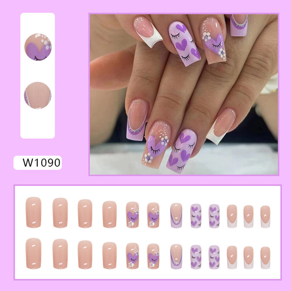 12 Sizes-24 Pcs Press On Nails W1090