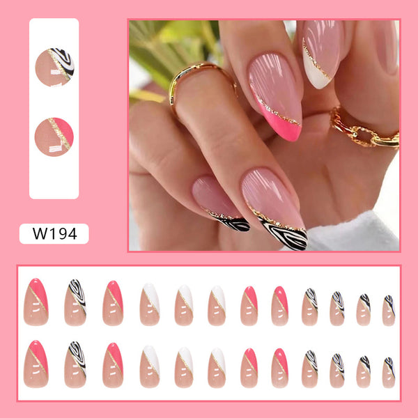 12 Sizes-24 Pcs Press On Nails W194