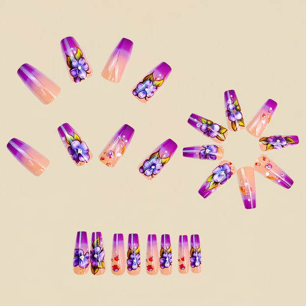 12 Sizes-24 Pcs Press On Nails Y1891