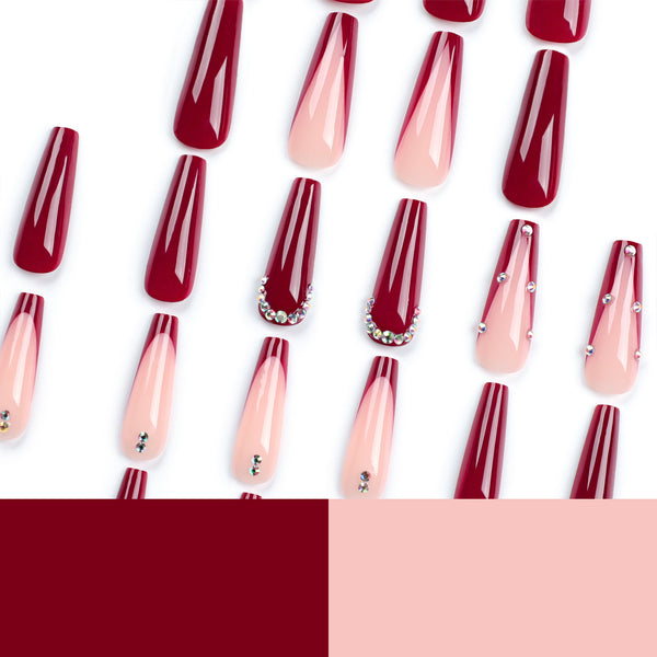 12 Sizes-24 Pcs Press On Nails JP3081