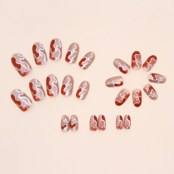 12 Sizes-24 Pcs Press On Nails W895