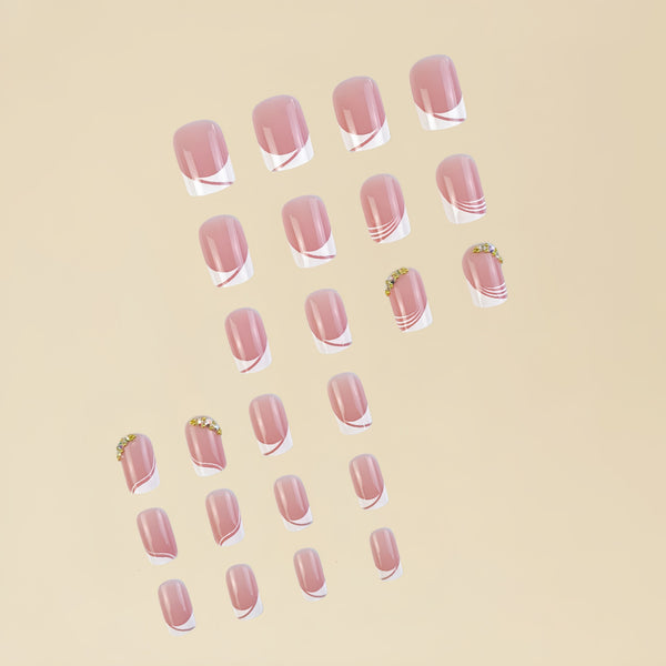12 Sizes-24 Pcs Press On Nails D003