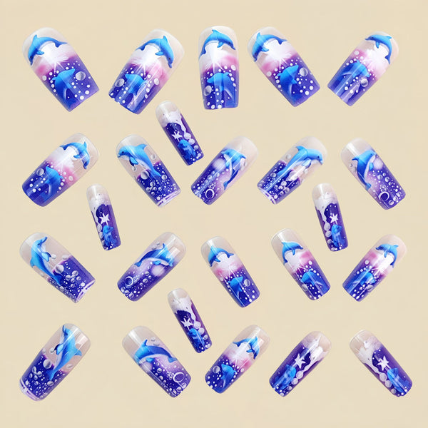 12 Sizes-24 Pcs Press On Nails Y1017