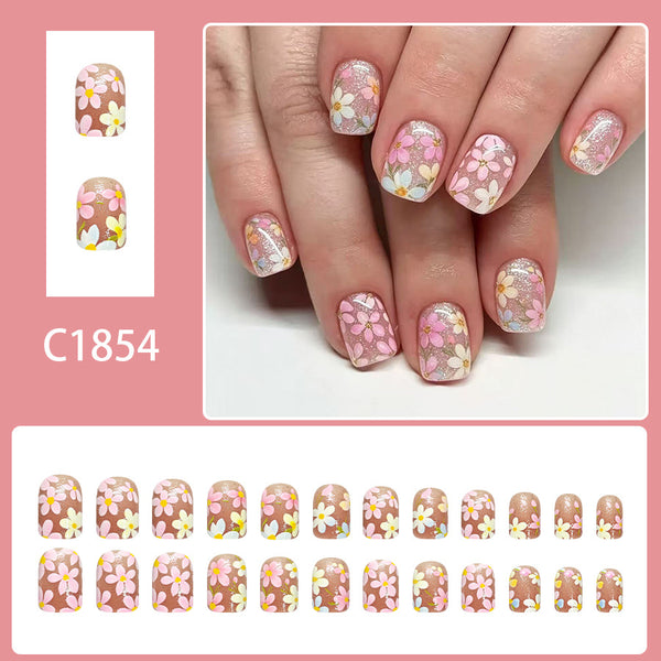 12 Sizes-24 Pcs Press On Nails C1854