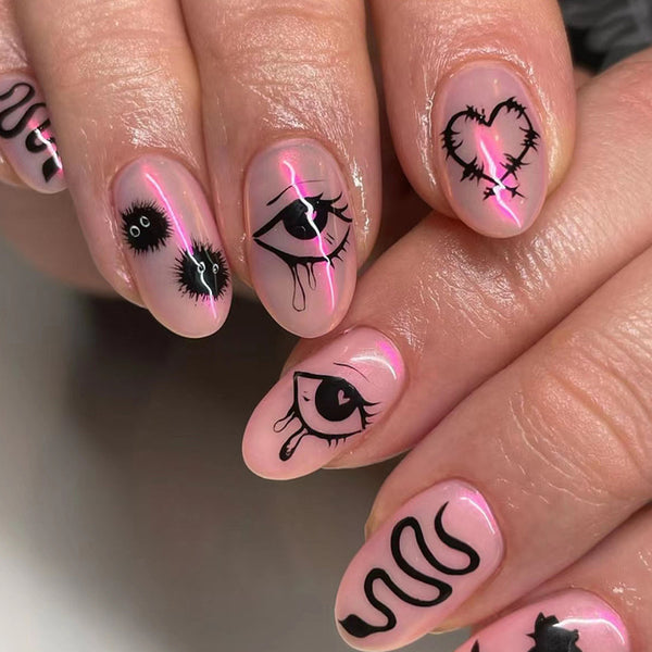 12 Sizes-24 Pcs Press On Nails W558