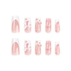 French Glossy Long Pink Square Press on Nails