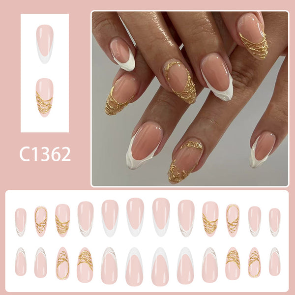 12 Sizes-24 Pcs Press On Nails C1362
