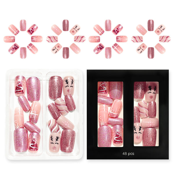 48 Pcs Press On Nails Xmas-5-48pcs