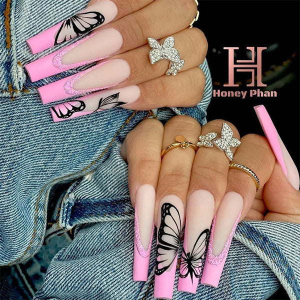 12 Sizes-24 Pcs Press On Nails W083