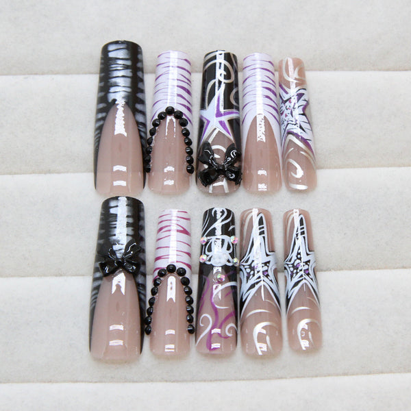 12 Sizes-24 Pcs Press On Nails Z995