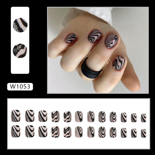 12 Sizes-24 Pcs Press On Nails W1053