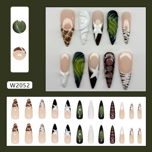 12 Sizes-24 Pcs Press On Nails W2052