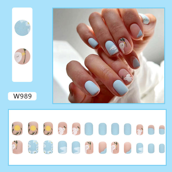 12 Sizes-24 Pcs Press On Nails W989