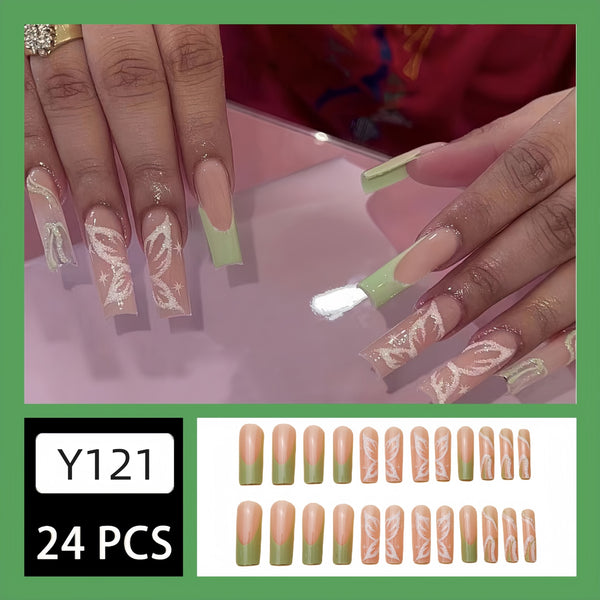 12 Sizes-24 Pcs Press On Nails Y121