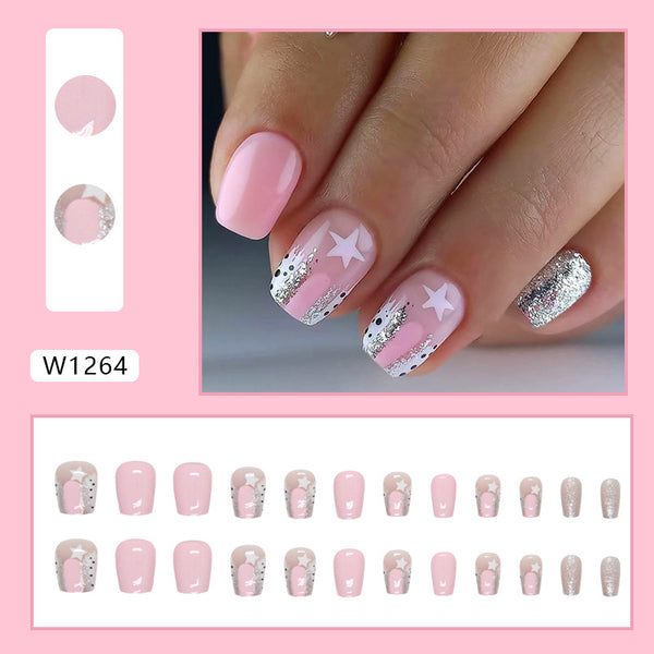 12 Sizes-24 Pcs Press On Nails W1264