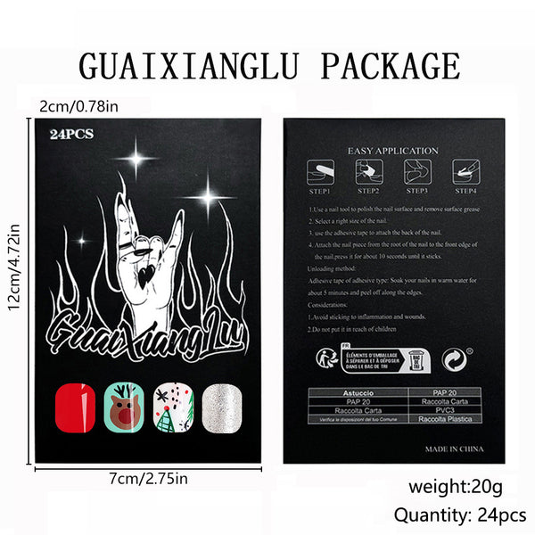 12 Sizes-24 Pcs Press On Nails C650