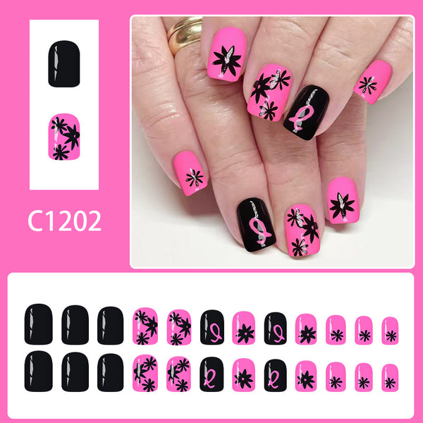 12 Sizes-24 Pcs Press On Nails C1202