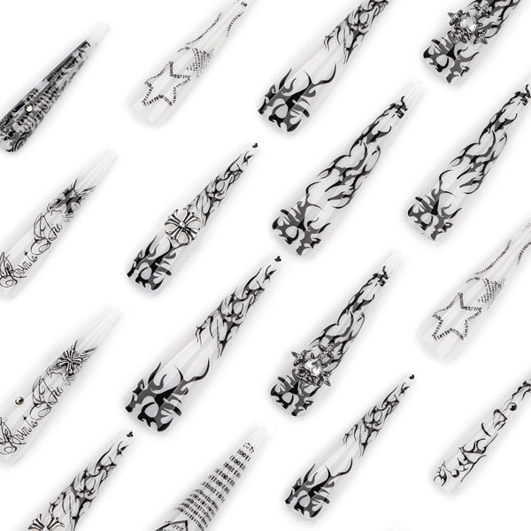 12 Sizes-24 Pcs Press On Nails JP4339