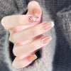 French Glossy Medium Pink Press on Nails