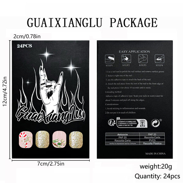 12 Sizes-24 Pcs Press On Nails C701