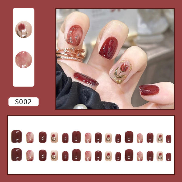 12 Sizes-24 Pcs Press On Nails S002