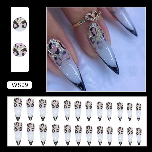 12 Sizes-24 Pcs Press On Nails W809