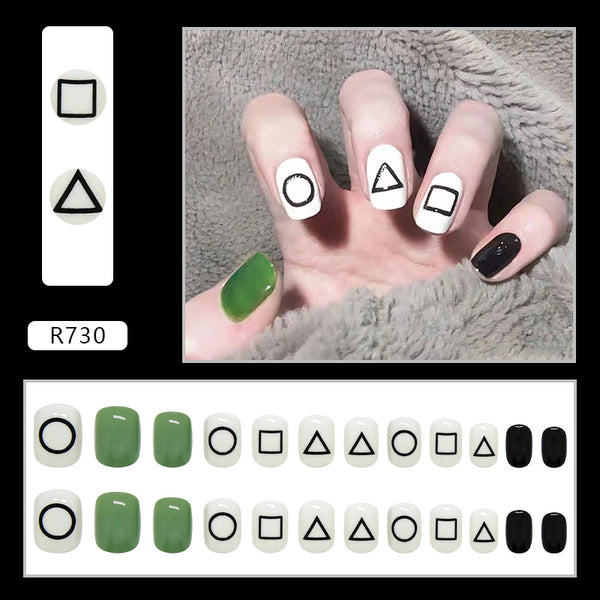 12 Sizes-24 Pcs Press On Nails R721