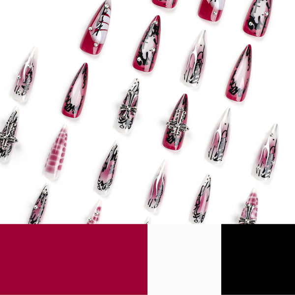 12 Sizes-24 Pcs Press On Nails JP2804