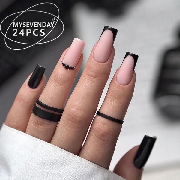 12 Sizes-24 Pcs Press On Nails BZ1417