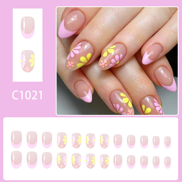 12 Sizes-24 Pcs Press On Nails C1021
