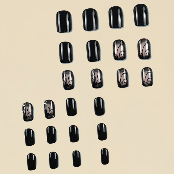 12 Sizes-24 Pcs Press On Nails D019