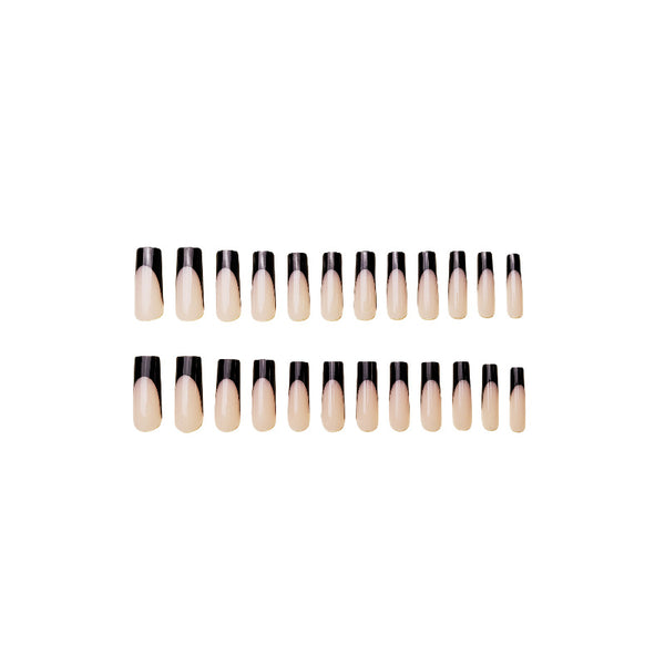12 Sizes-24 Pcs Press On Nails y085sblackfrench