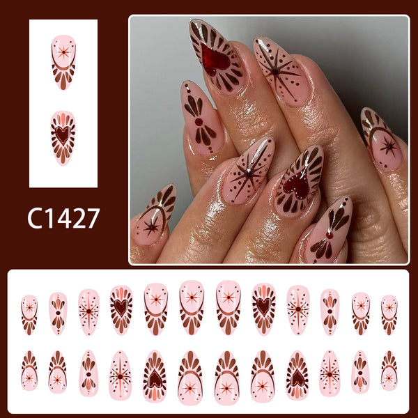 12 Sizes-24 Pcs Press On Nails C1427