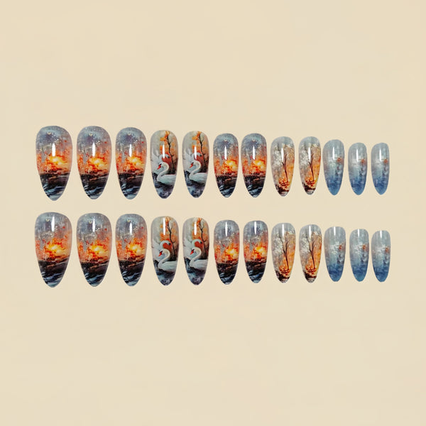 12 Sizes-24 Pcs Press On Nails Y1558