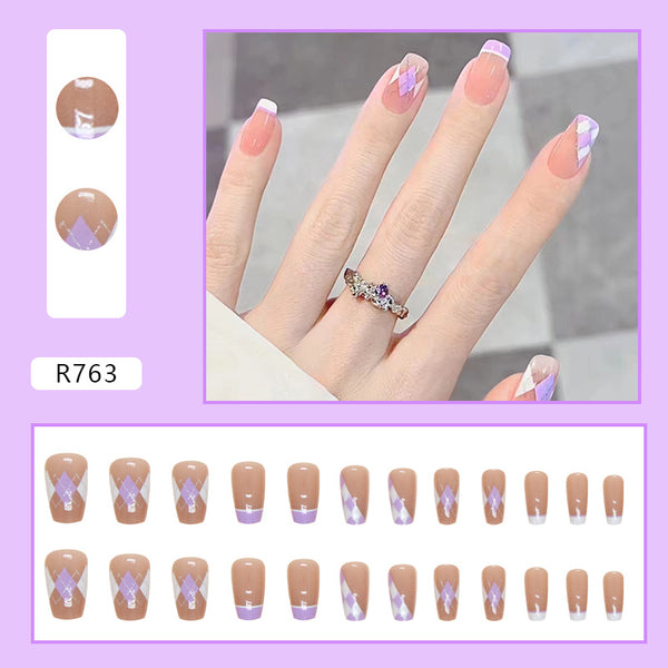 12 Sizes-24 Pcs Press On Nails R763