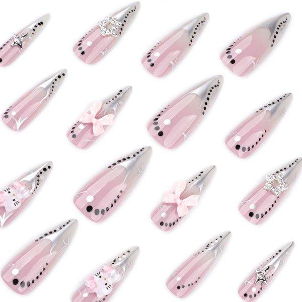 12 Sizes-24 Pcs Press On Nails JP4110
